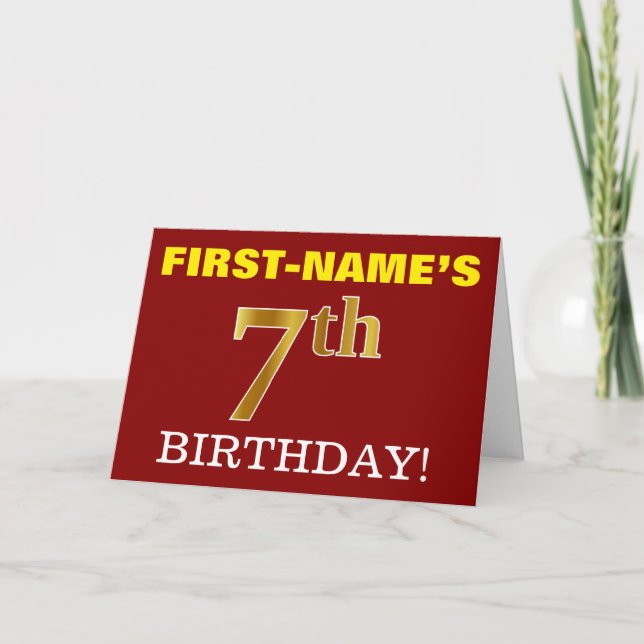 Tarjeta de cumpleaños Red, Imitation Gold "7th BIR (Anverso)