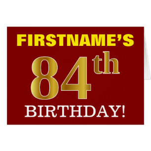 Tarjeta de cumpleaños Red, Imitation Gold "84th BI