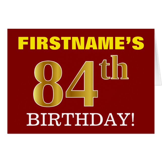 Tarjeta de cumpleaños Red, Imitation Gold "84th BI (Anverso (Horizontal))