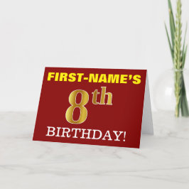 Tarjeta de cumpleaños Red, Imitation Gold "8th BIR