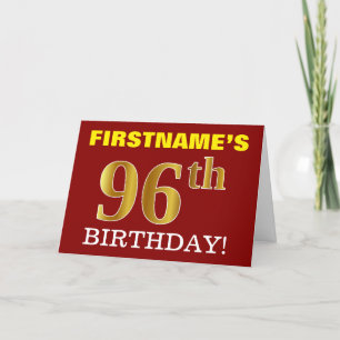 Tarjeta de cumpleaños Red, Imitation Gold "96th BI