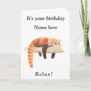 Tarjeta de cumpleaños Red Panda - lindo auto de cu
