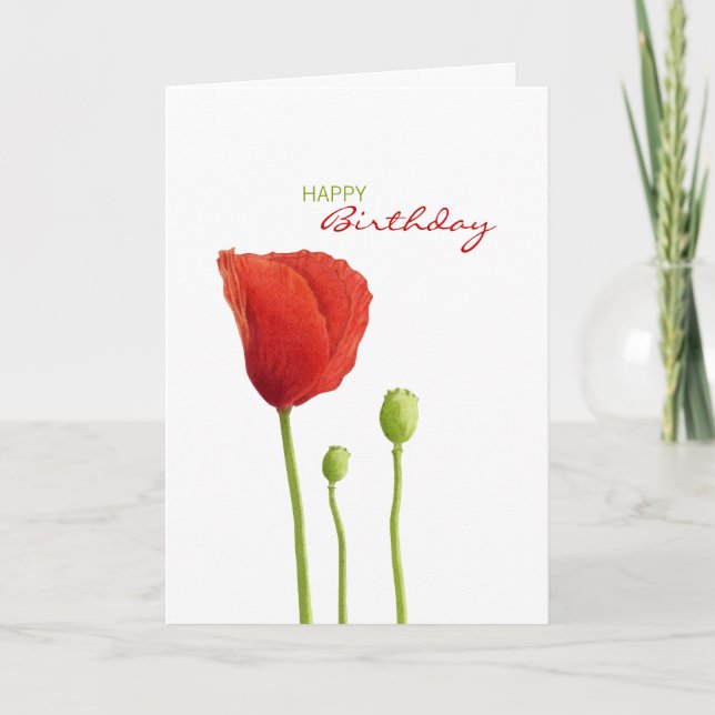 Tarjeta de cumpleaños Red Poppy (Anverso)