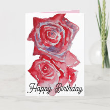 Tarjeta de cumpleaños Red Rose Watercolor