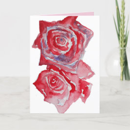 Tarjeta de cumpleaños Red Rose Watercolor