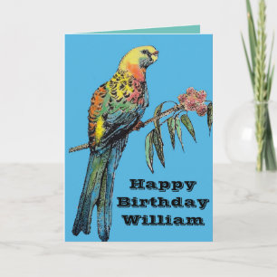 Tarjeta de cumpleaños Red Rosella Parrot Bird Wate