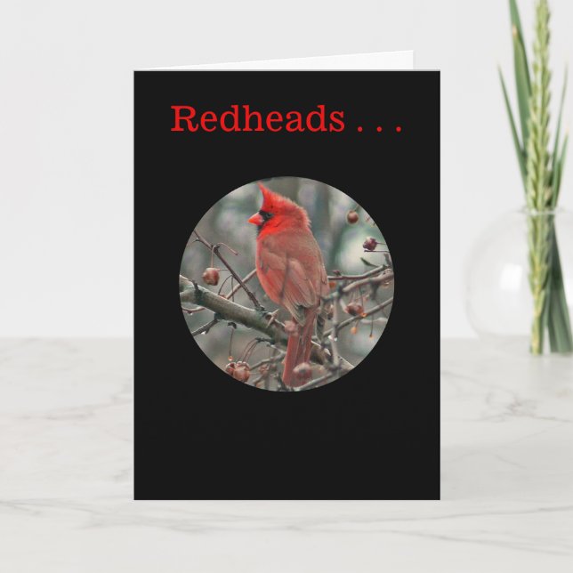 tarjeta de cumpleaños, "REDHEADS ES ÚNICA Y ESPECI (Anverso)