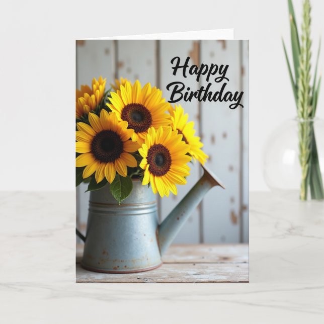 Tarjeta de cumpleaños Regadera Rústica (Anverso)