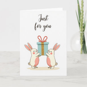 Tarjeta de cumpleaños regalo de conejito dulce