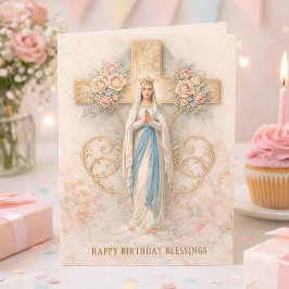 Tarjeta de cumpleaños religiosa de la Virgen María