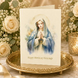 Tarjeta de cumpleaños religiosa de la Virgen María