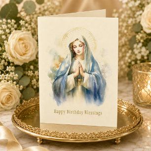 Tarjeta de cumpleaños religiosa de la Virgen María