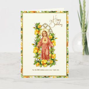 Tarjeta de cumpleaños religioso de niño Jesús Escr
