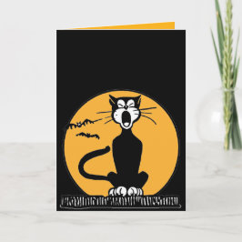 Tarjeta de cumpleaños retra de Halloween del gato