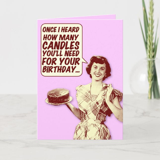 Tarjeta de cumpleaños retra divertida del ama de (Anverso)