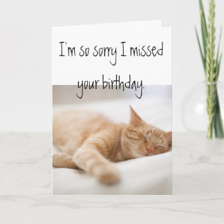 Tarjeta de cumpleaños retrasada con gato