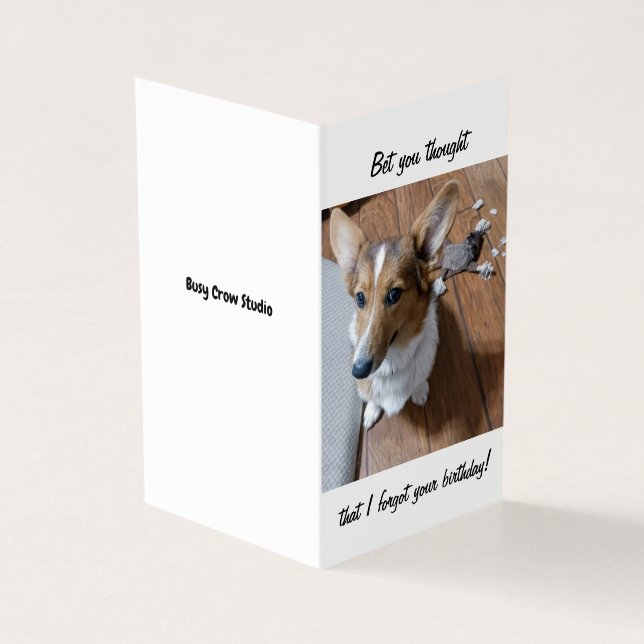 Tarjeta de cumpleaños retrasada con perro corgi (Exterior)