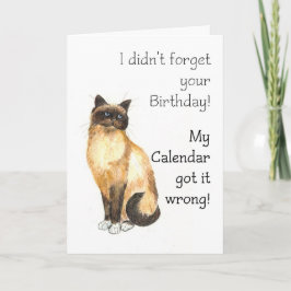 Tarjeta de cumpleaños retrasada - Gato de Birman