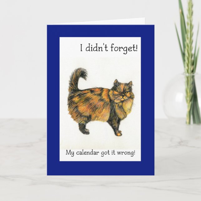 Tarjeta de cumpleaños retrasada - Gato de tabby ma (Anverso)