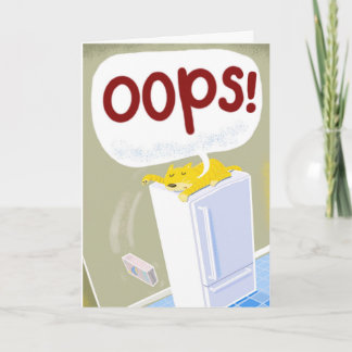 Tarjeta de cumpleaños retrasada. Gato tocando algo