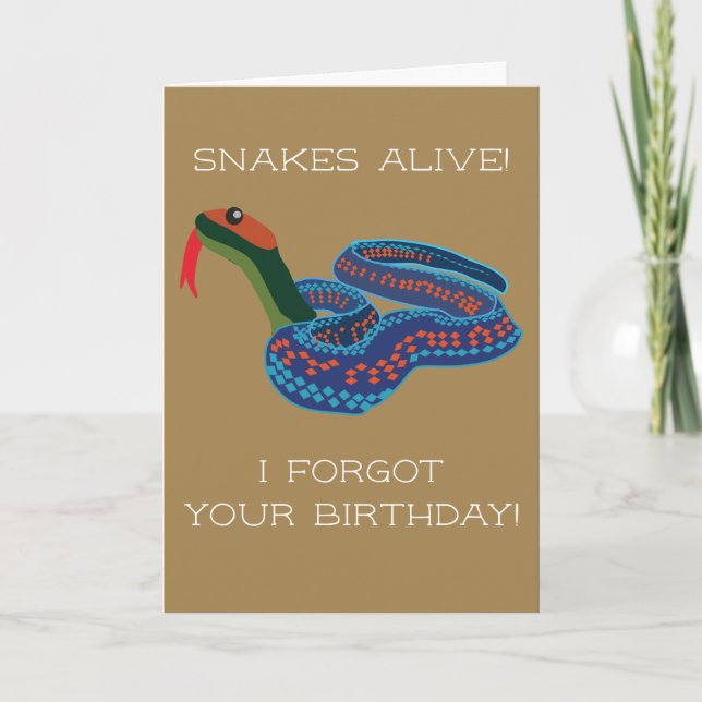 Tarjeta de cumpleaños retrasada para serpiente roj (Anverso)