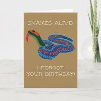 Tarjeta de cumpleaños retrasada para serpiente roj