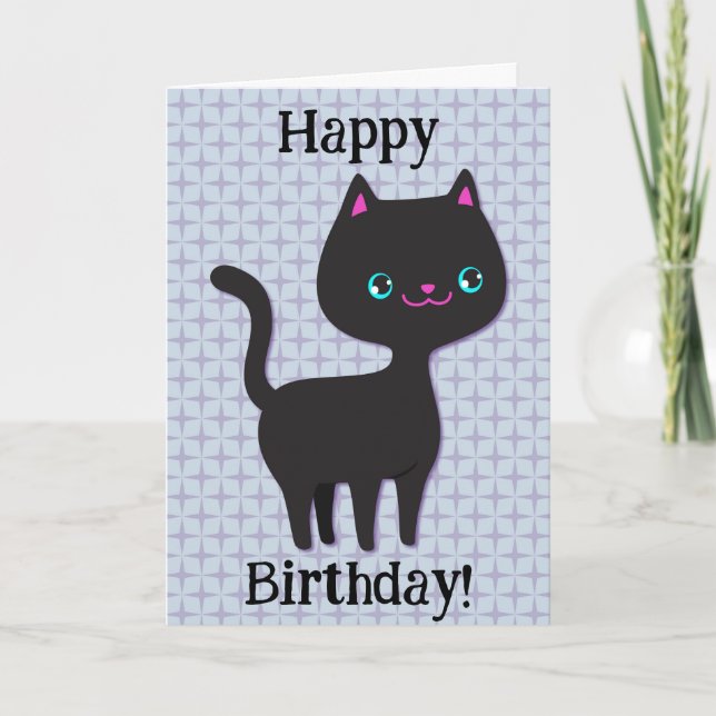 Tarjeta de cumpleaños Retro Cat Cute Pun (Anverso)