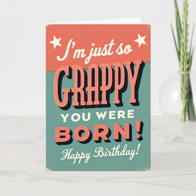 Tarjeta de cumpleaños retro cutre (Anverso)