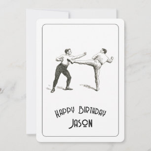 Tarjeta de cumpleaños retro de boxeo para hombres