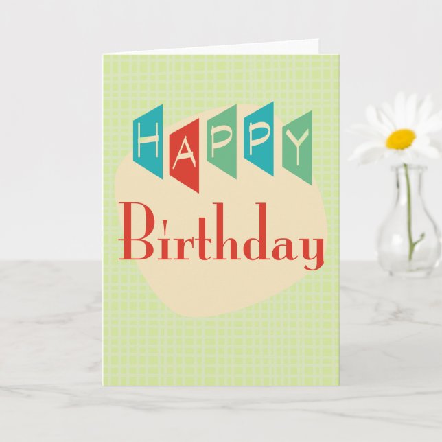 Tarjeta de cumpleaños retro de mediados de siglo m (Planta pequeña)
