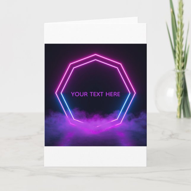 Tarjeta de cumpleaños retro de neón personalizada  (Anverso)