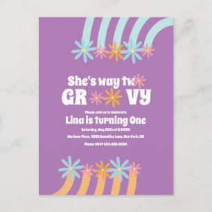 Tarjeta de cumpleaños Retro Florals Way Two Groovy