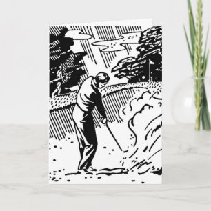 Tarjeta de cumpleaños Retro Golfer Sand Trap