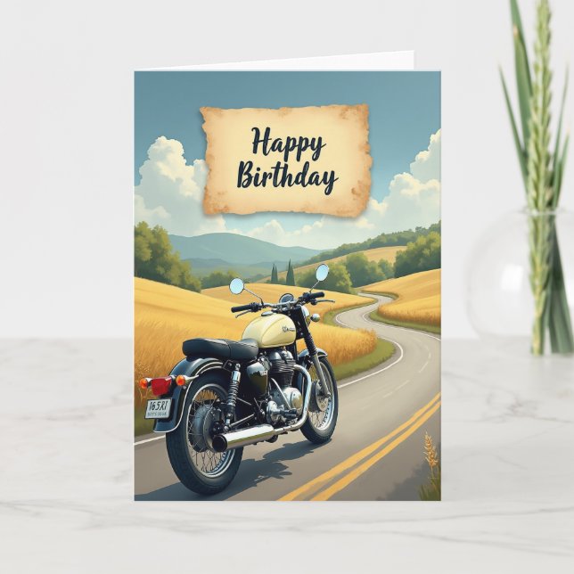 Tarjeta de cumpleaños Retro Journey (Anverso)