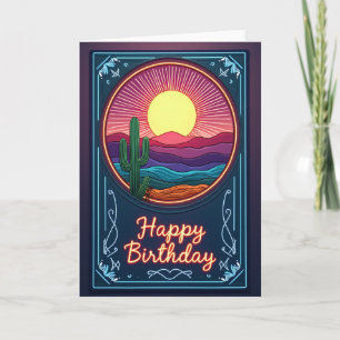Tarjeta de cumpleaños Retro Neon