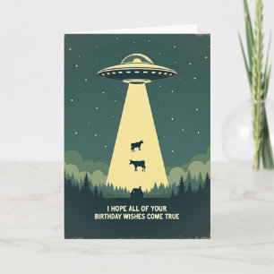 Tarjeta de cumpleaños retro ovni