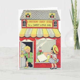 Tarjeta de cumpleaños retro para la dulce niñita