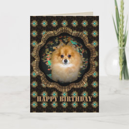 Tarjeta de cumpleaños Retro Pomeranian