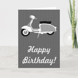 Tarjeta de cumpleaños Retro Scooter negro y blanco