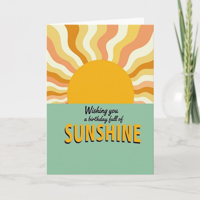 Tarjeta de cumpleaños Retro Sunburst (Anverso)