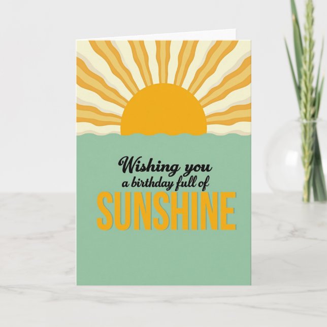 Tarjeta de cumpleaños Retro Sunshine (Anverso)