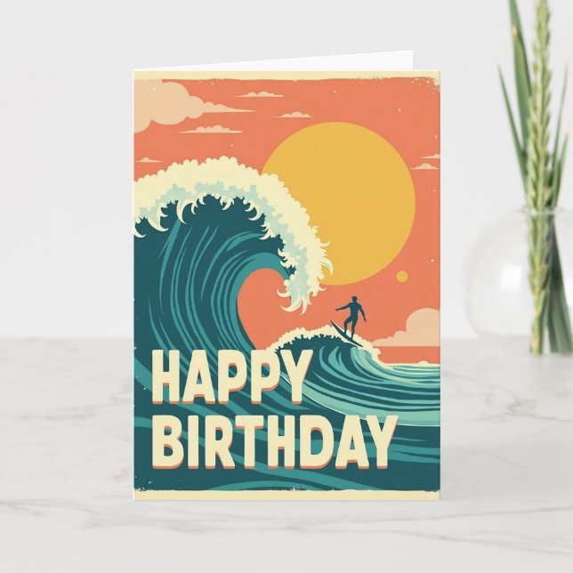 Tarjeta de cumpleaños Retro Wave (Anverso)
