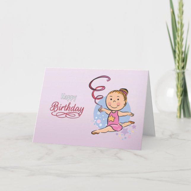 Tarjeta de cumpleaños rítmica de gimnasta Chica il (Anverso)