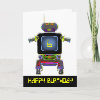 Tarjeta de cumpleaños Robot cumple 6 años