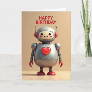 Tarjeta de cumpleaños robot dulce