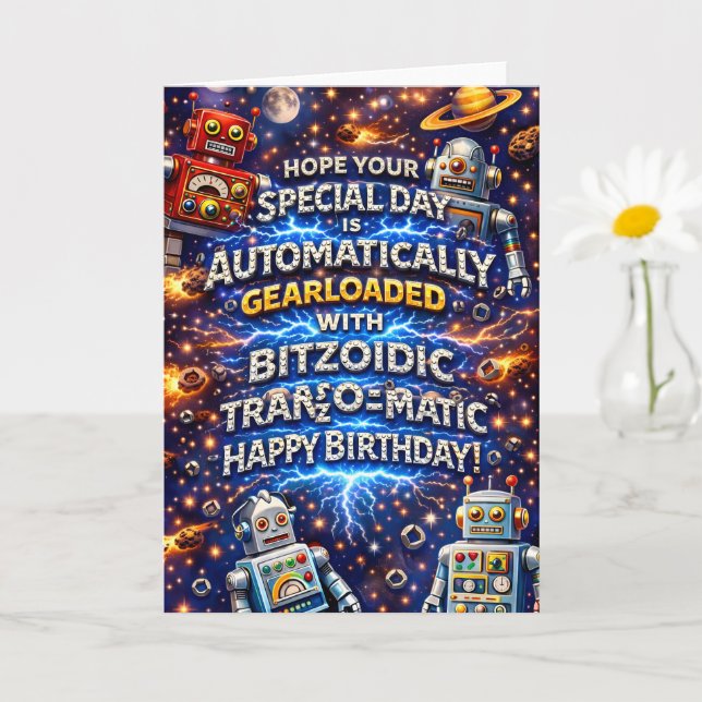 Tarjeta de cumpleaños robótica cargada de engranaj (Planta pequeña)