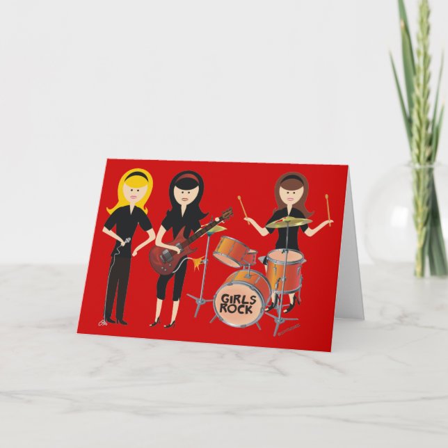 Tarjeta de cumpleaños Rock para chicas (Anverso)
