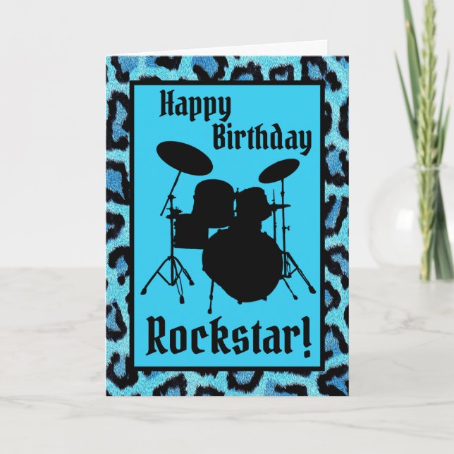 Tarjeta de cumpleaños Rockstar Músico tambor rock (Anverso)