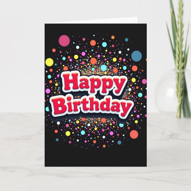 Tarjeta de cumpleaños roja brillante festiva (Anverso)