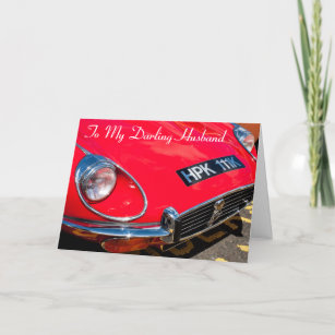 Tarjeta de cumpleaños roja clásica del coche de